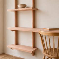 Escritorio Mural "Aromo" – Sistema de Pared con Escritorio Flotante y Repisas de Madera para Home Office o Estudio