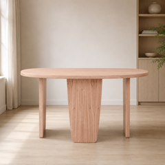 Escritorio "Lemu" – Mesa de Trabajo Escultural de Madera Maciza con Superficie Ovalada para Home Office o Estudio