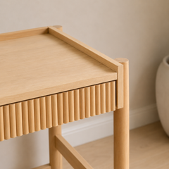 Escritorio "Lenga" con Palillaje – Mesa de Trabajo de Madera Natural con 2 Cajones y Borde Galería para Home Off