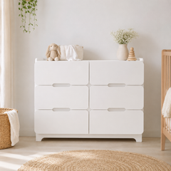 Cómoda "Pelícano" 6 Cajones – Mueble Infantil de Madera con Bordes Redondeados para Pieza de Bebé o Niño