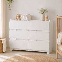 Cómoda "Pelícano" 6 Cajones – Mueble Infantil de Madera con Bordes Redondeados para Pieza de Bebé o Niño