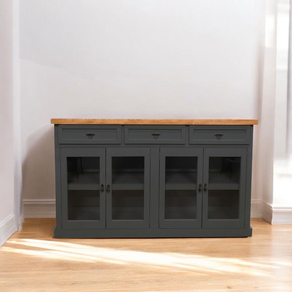 Buffet de madera y vidrio Idan 150x40x90