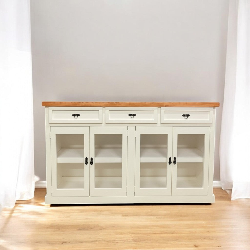 Buffet de madera y vidrio Idan 150x40x90