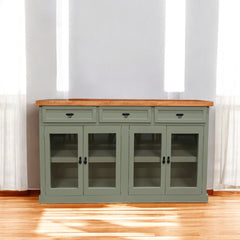 Buffet de madera y vidrio Idan 150x40x90