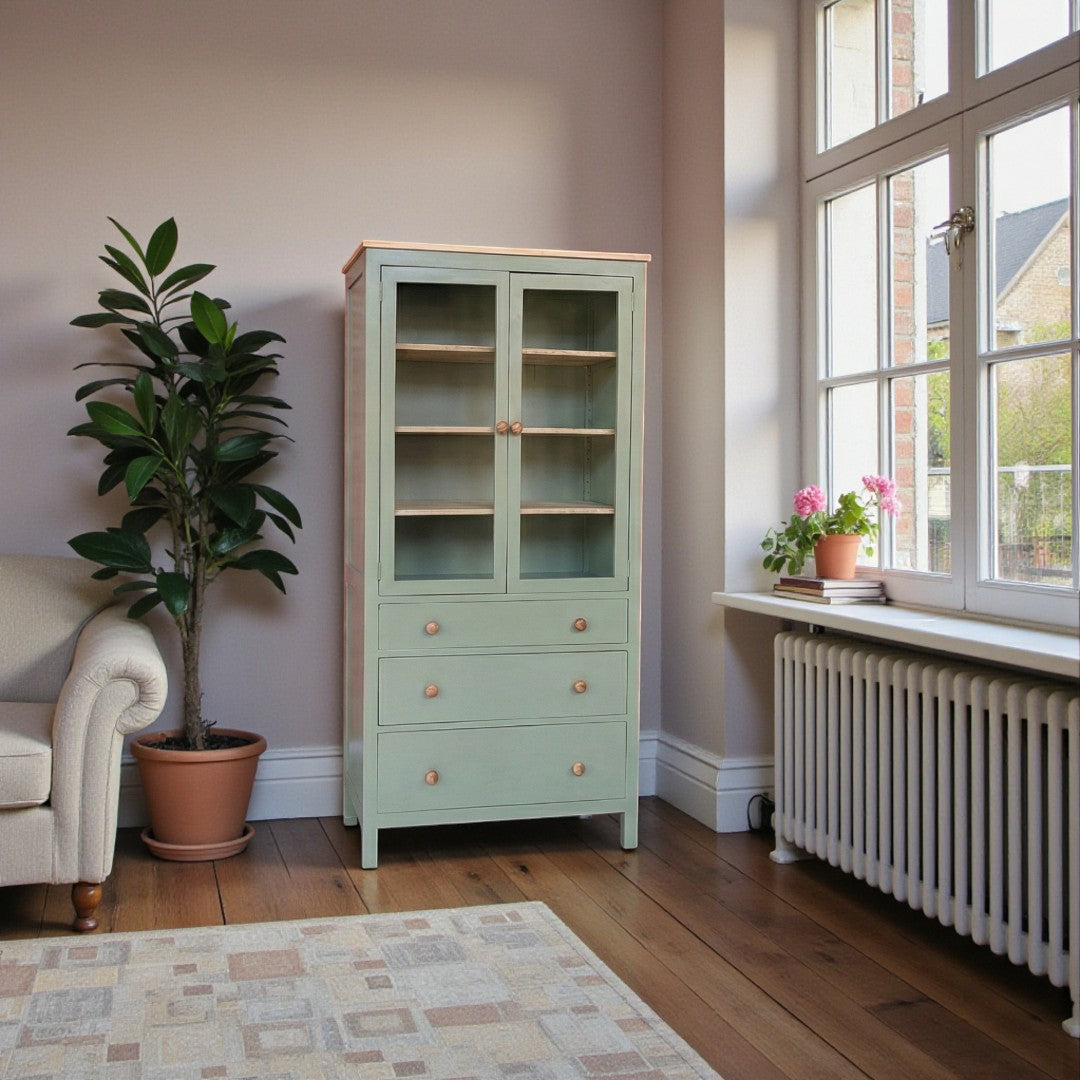 Vitrina de madera Vintage 90x35x180