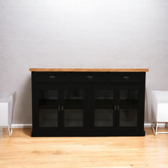 Buffet de madera y vidrio Idan 150x40x90