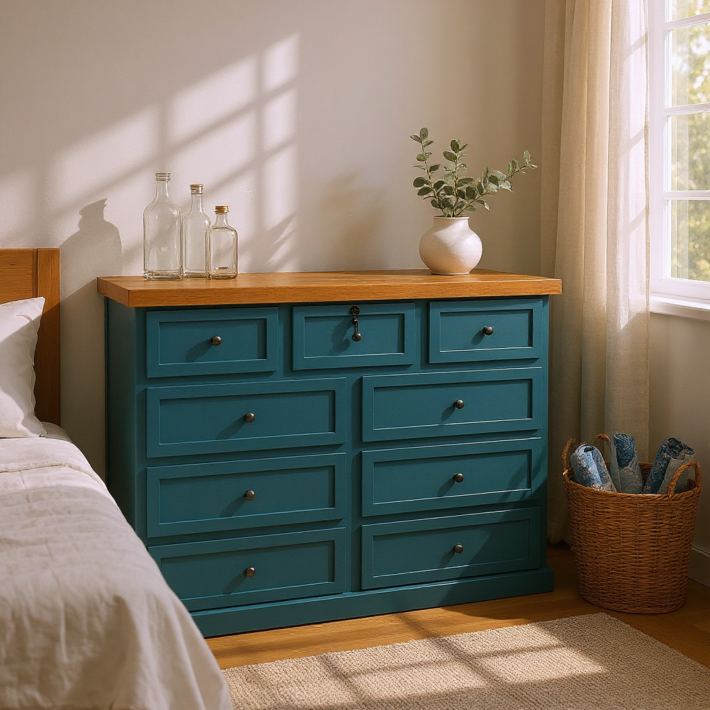 Cómoda de Madera 9 cajones 120x40x90