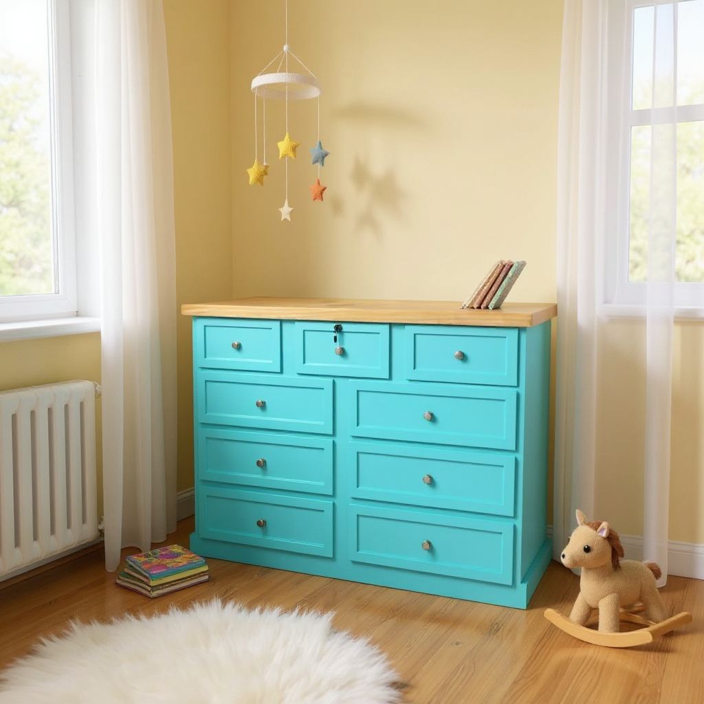 Cómoda de Madera 9 cajones 120x40x90