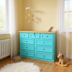 Cómoda de Madera 9 cajones 120x40x90