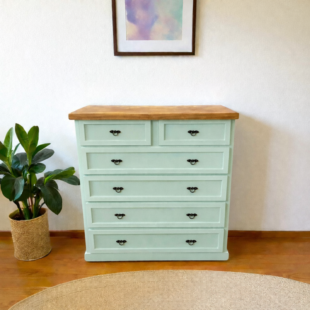 Cómoda de madera con 6 cajones