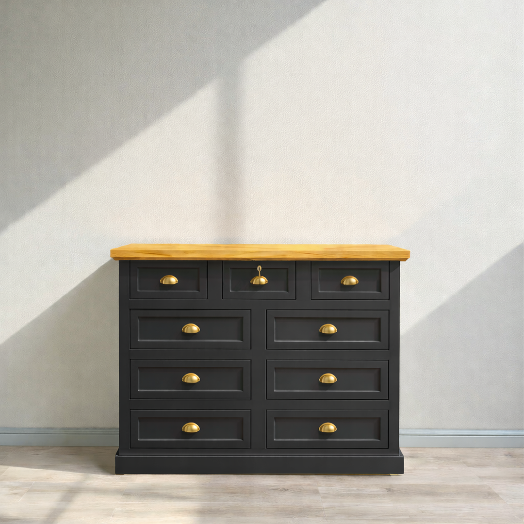 Cómoda de Madera 9 cajones con relieve