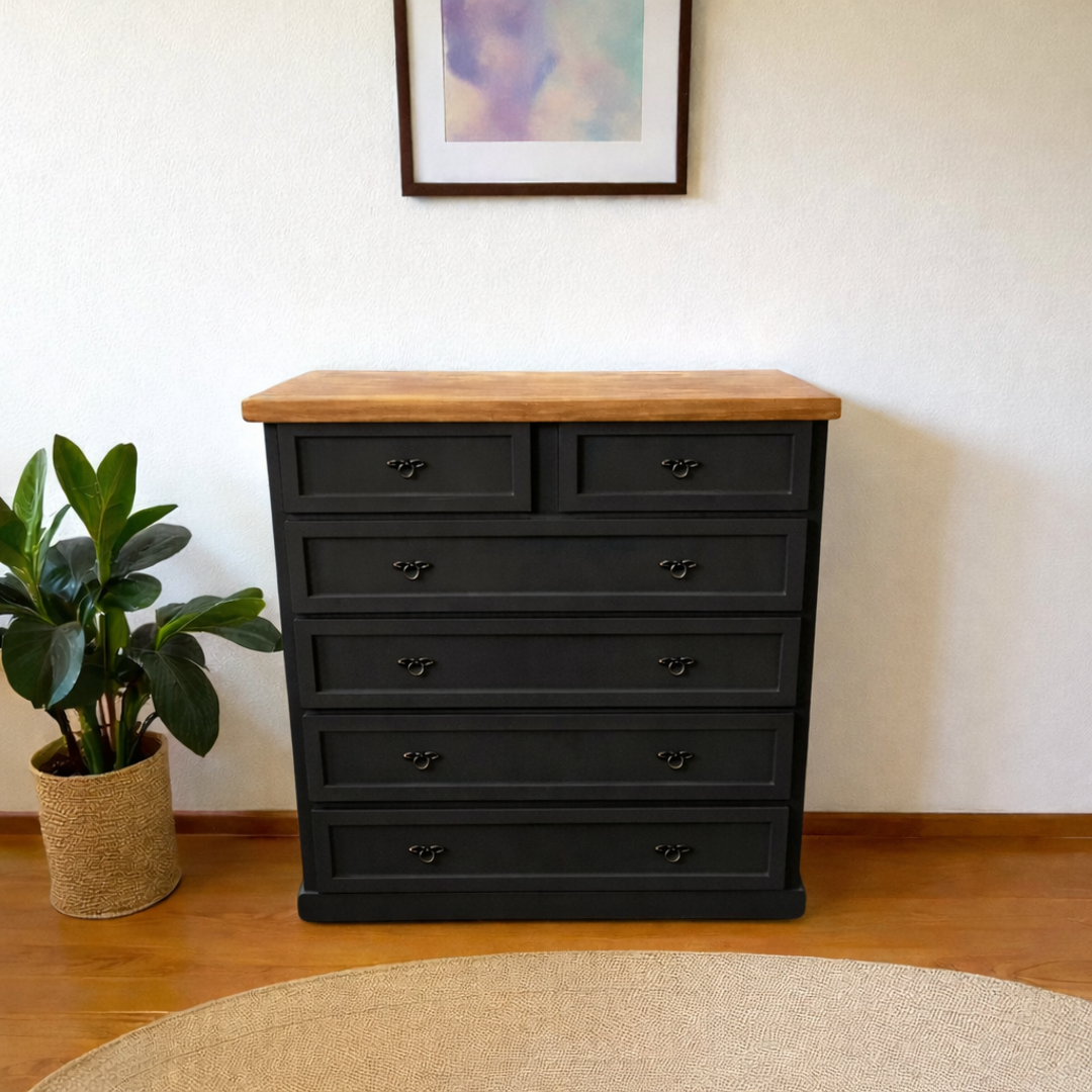 Cómoda de madera con 6 cajones