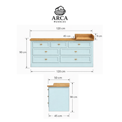 Cómoda de madera 9 cajones y mudador para bebes 👩‍🍼