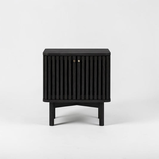 Velador Moderno de Madera de Lenga Negra con Puertas de Palillería