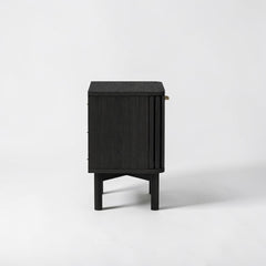 Velador Moderno de Madera de Lenga Negra con Puertas de Palillería