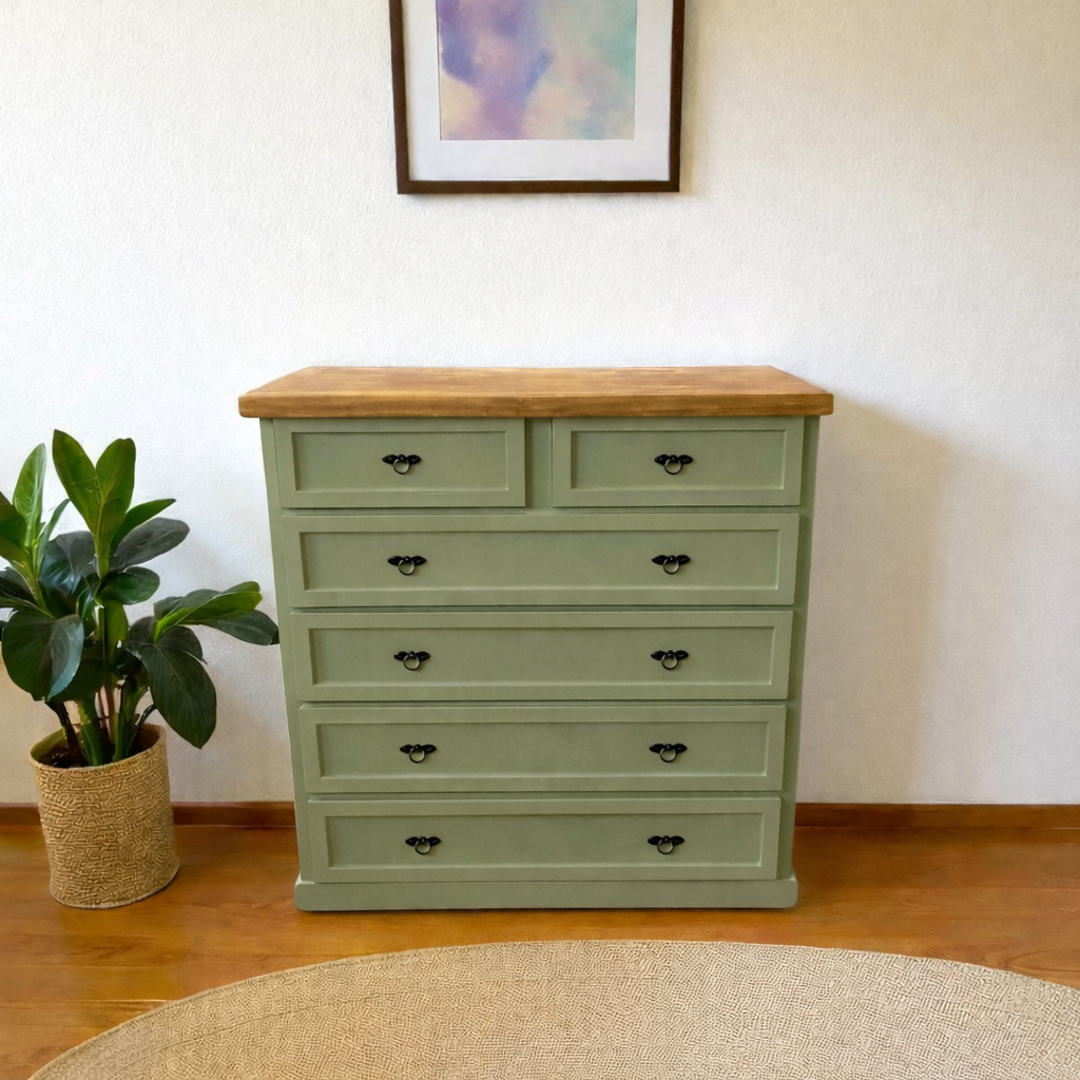 Cómoda de madera con 6 cajones