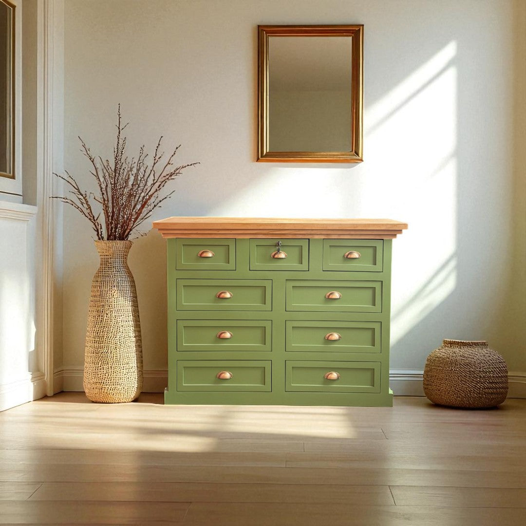 Comoda de Madera 9 cajones 120x40x90