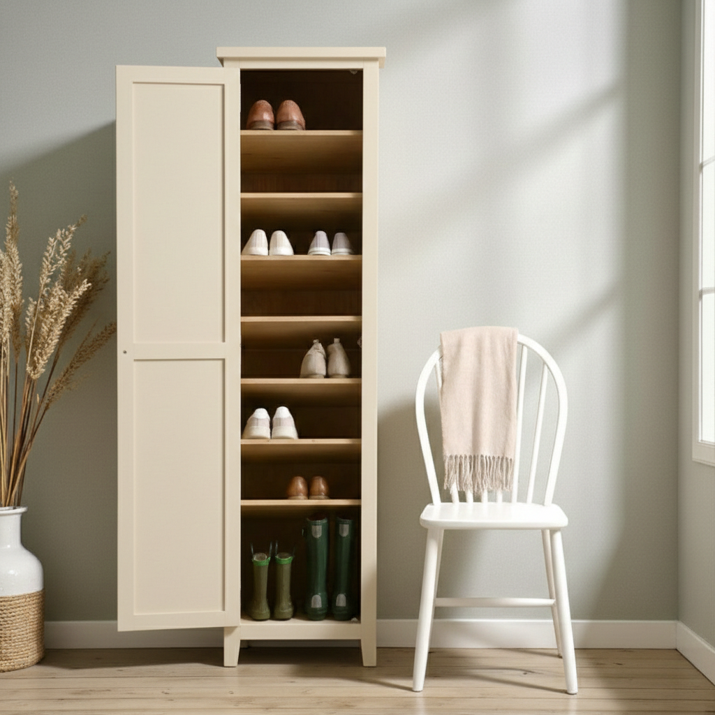 Zapatero Alto Vintage de Madera de Pino