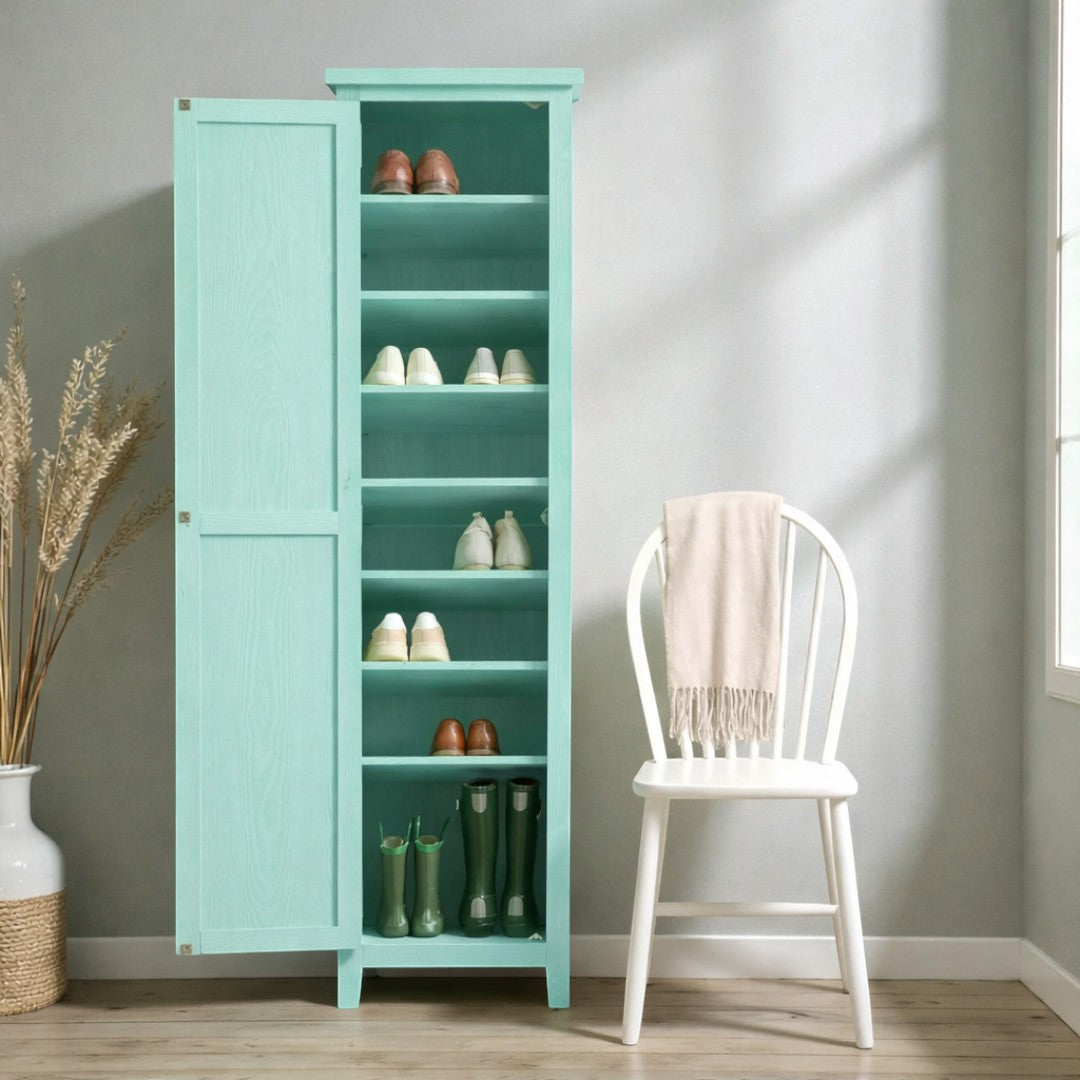 Zapatero Alto Vintage de Madera de Pino