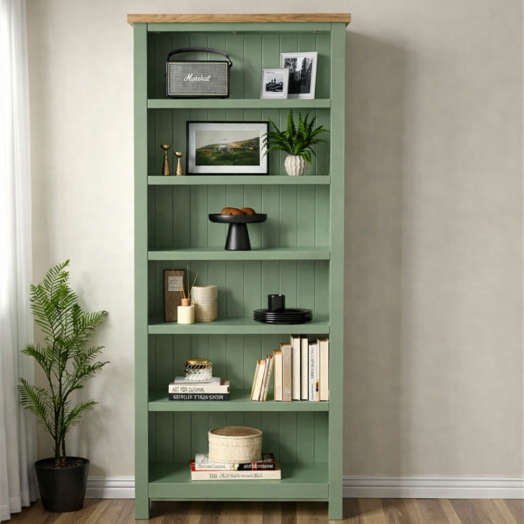 Biblioteca de madera con repisas