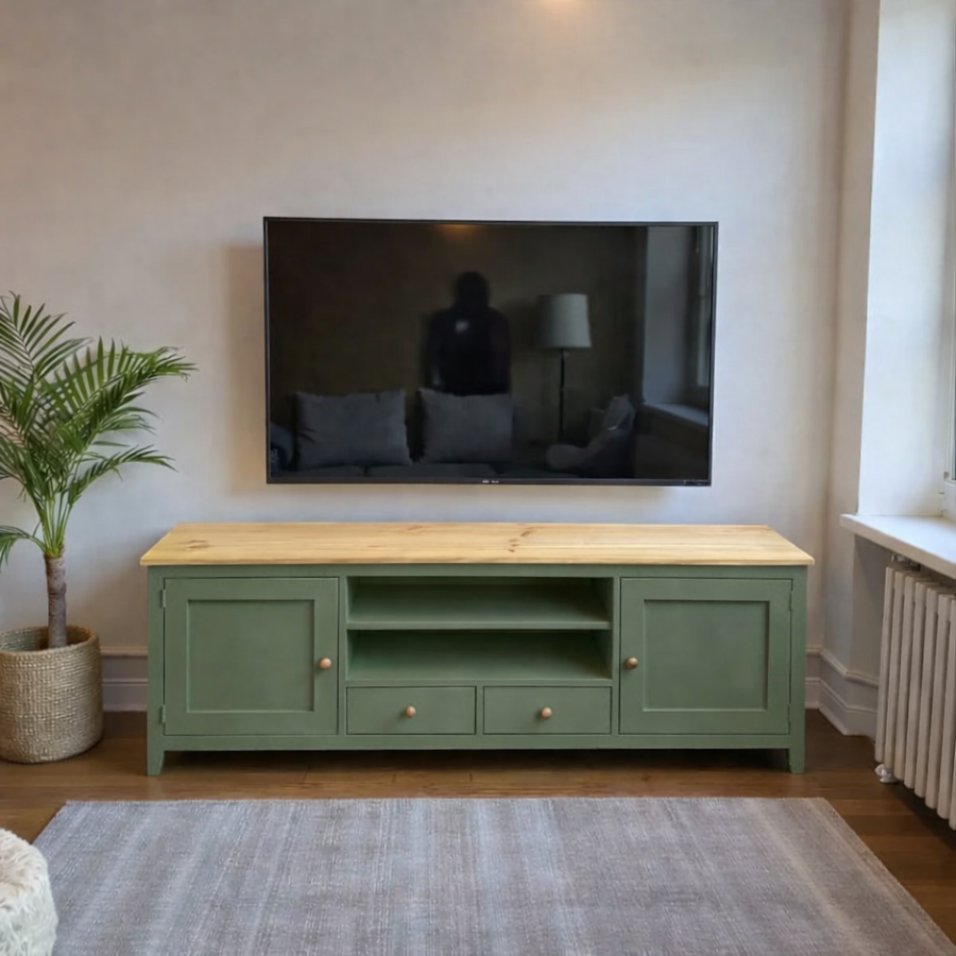 Rack de tv de madera 2 cajones + 2 puertas