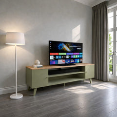 Rack de tv de madera minimalista 2 Pueras con repisa