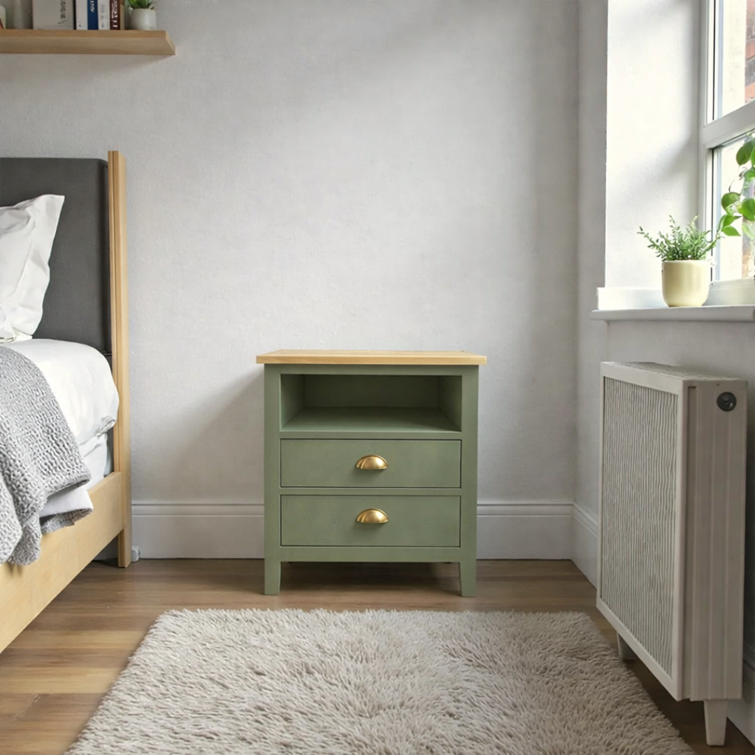 Velador de madera 2 cajones estilo nórdico