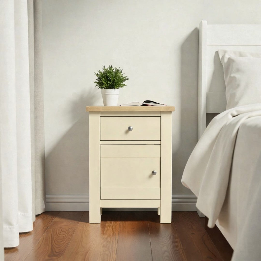 Velador de madera 1 cajon con puerta