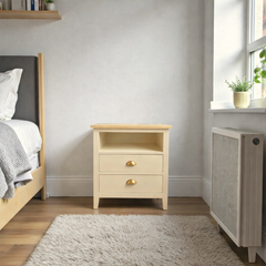 Velador de madera 2 cajones estilo nórdico