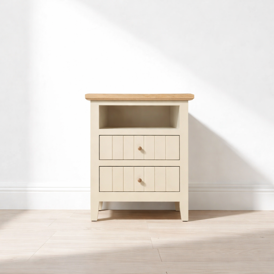 Velador Nordik 2 cajones con rieles telescópicos