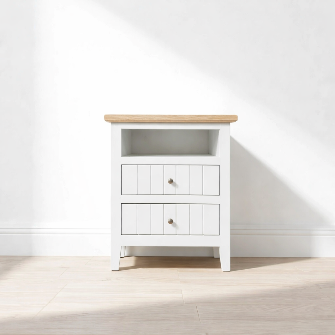 Velador Nordik 2 cajones con rieles telescópicos