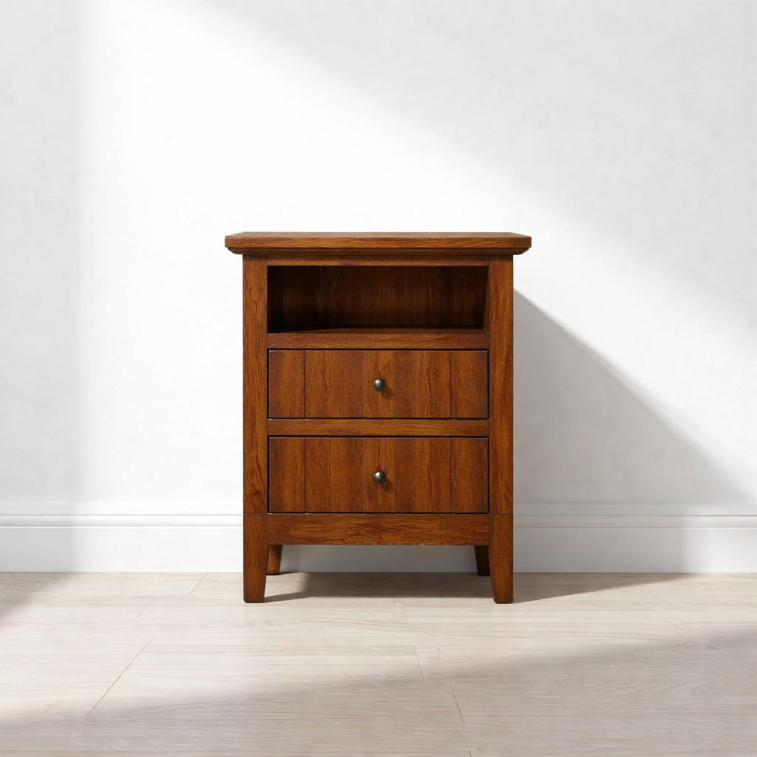 Velador Nordik 2 cajones con rieles telescópicos