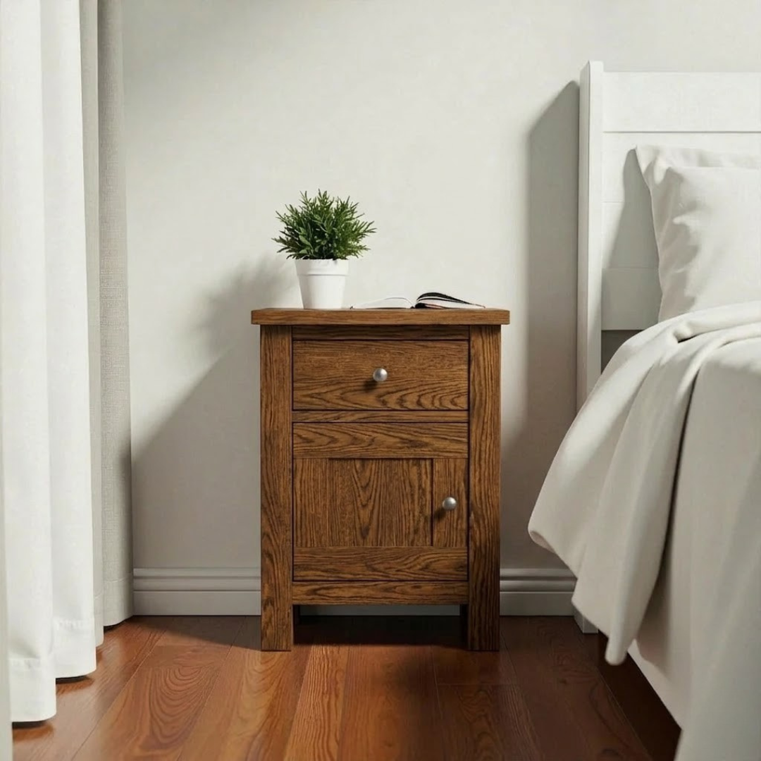 Velador de madera 1 cajon con puerta