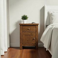 Velador de madera 1 cajon con puerta