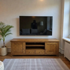 Rack de tv de madera 2 cajones + 2 puertas