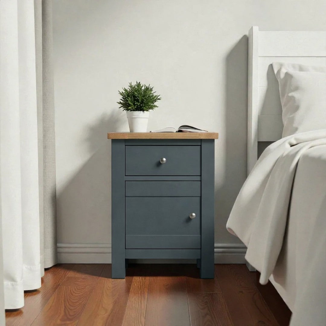 Velador de madera 1 cajon con puerta