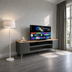 Rack de tv de madera minimalista 2 Pueras con repisa