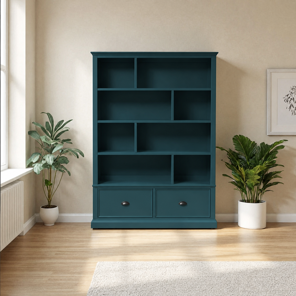libreria-de-madera-con-cajones-azul-marino-1