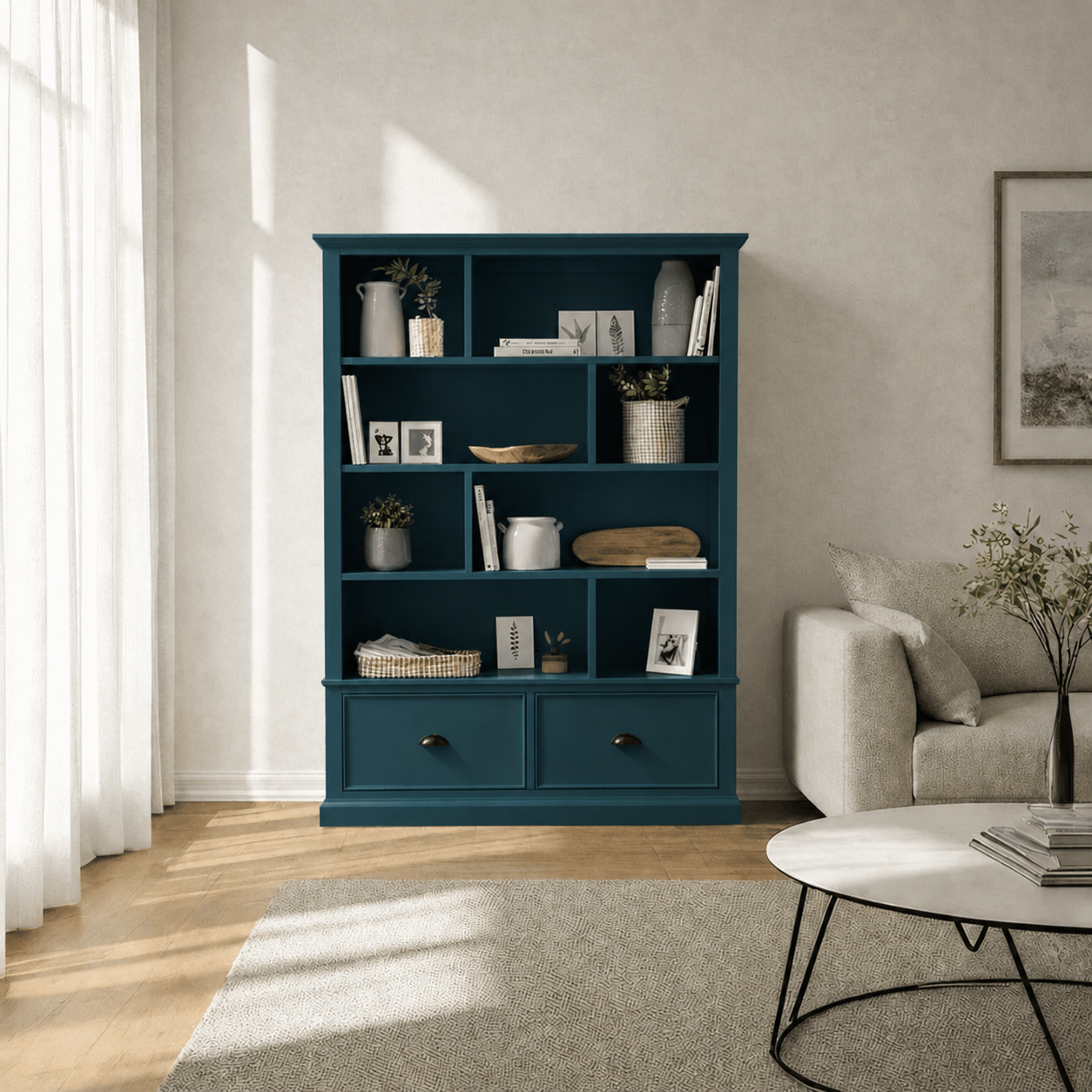 libreria-de-madera-con-cajones-azul-marino-3