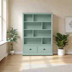 libreria-de-madera-con-cajones-verde-agua-1