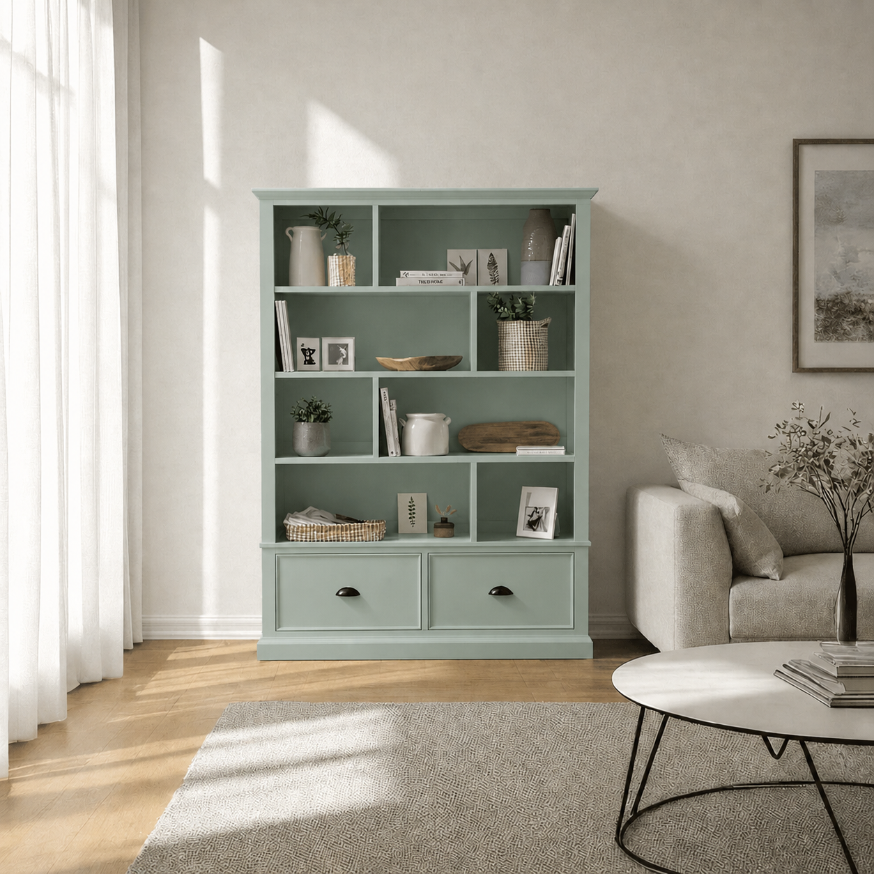 libreria-de-madera-con-cajones-verde-agua-3