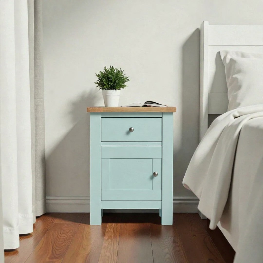 Velador de madera 1 cajon con puerta