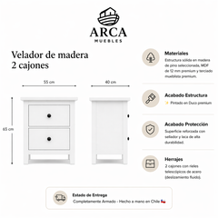 Velador de madera 2 cajones