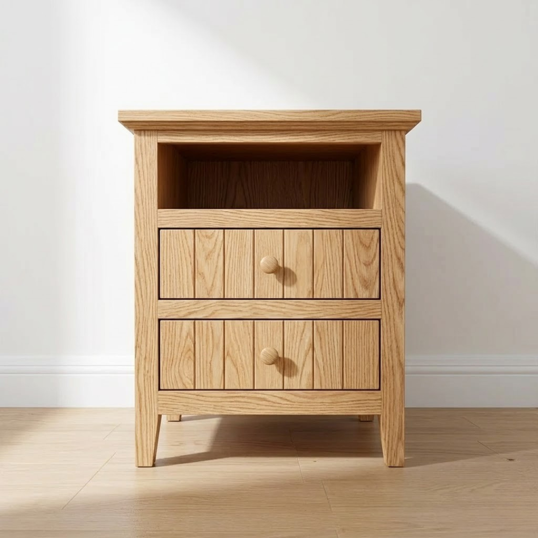 Velador Nordik 2 cajones con rieles telescópicos