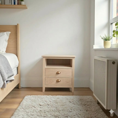 Velador de madera 2 cajones estilo nórdico