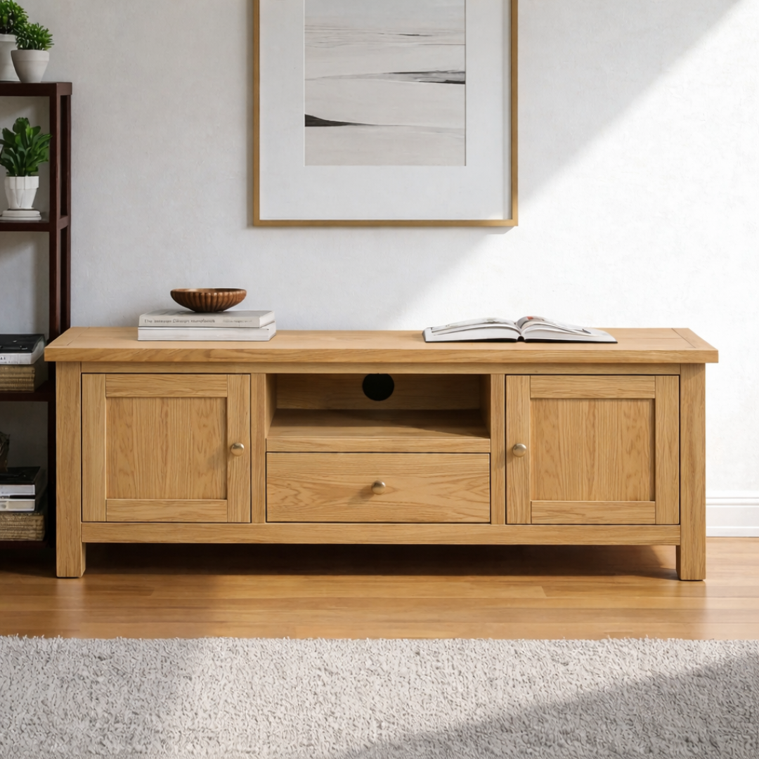 Rack de tv de madera 2 puertas + 1 cajón