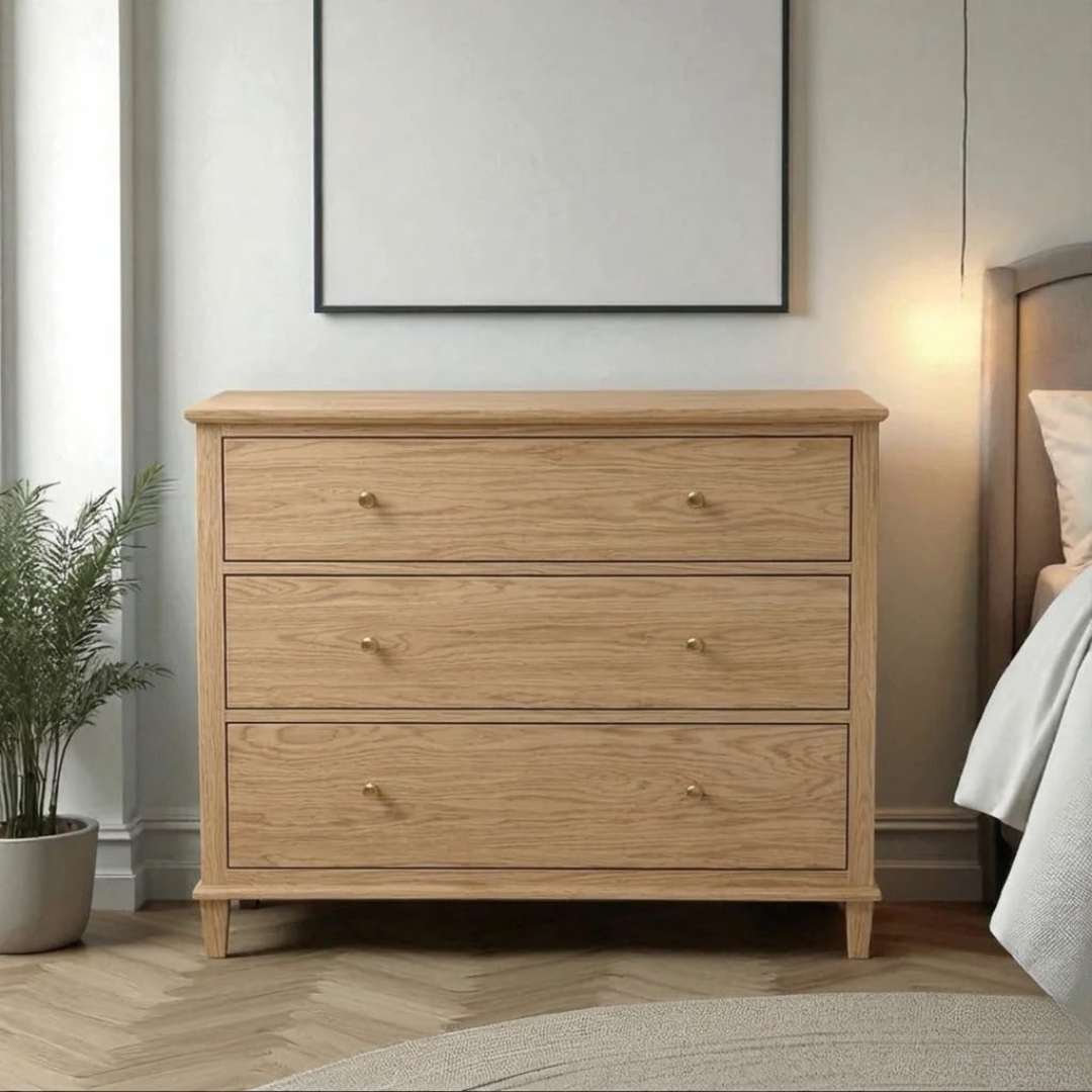 Cómoda de madera con 3 cajones