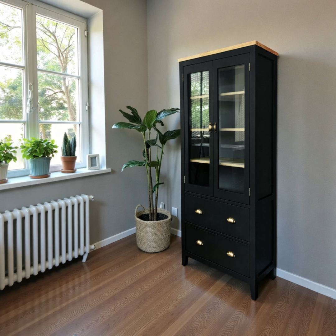 Vitrina de Madera de Pino Estilo Rústico