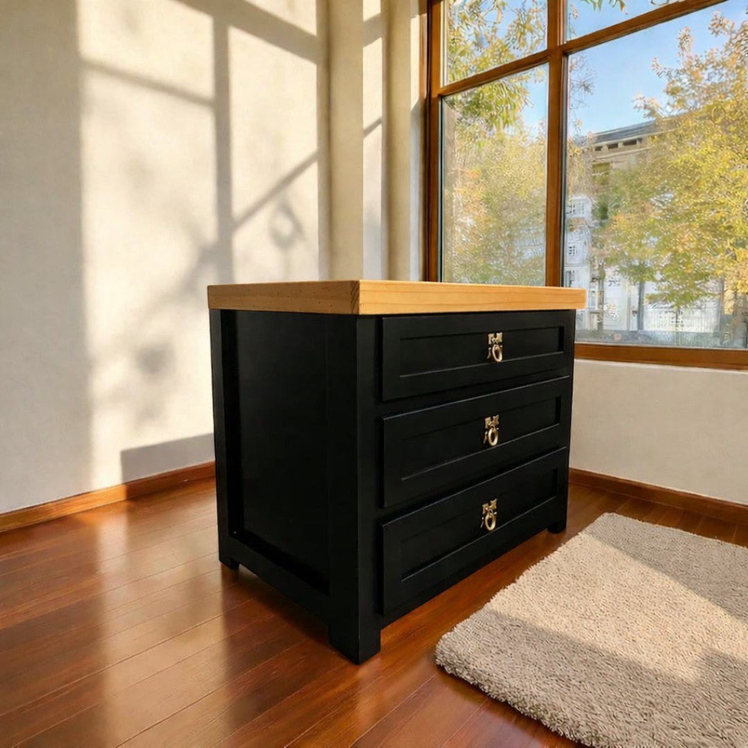 Velador de madera 3 cajones Malmo Signature