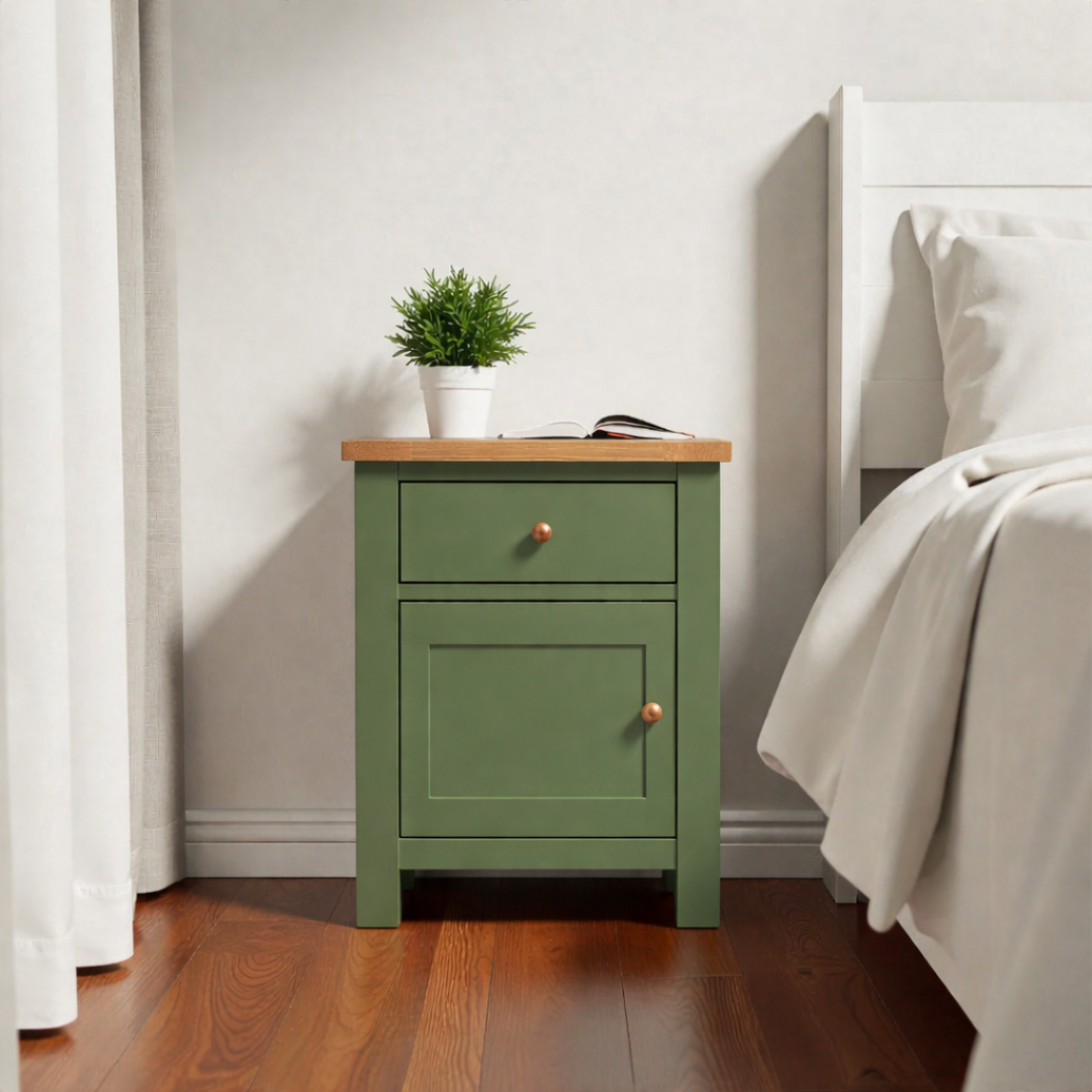 Velador de madera 1 cajon con puerta